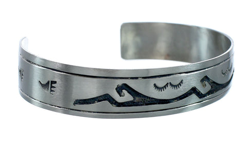 Native American Navajo Water Wave Sterling Silver Cuff Bracelet JX130594