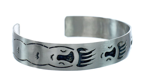 Native American Navajo Bear Paw Sterling Silver Cuff Bracelet JX130599