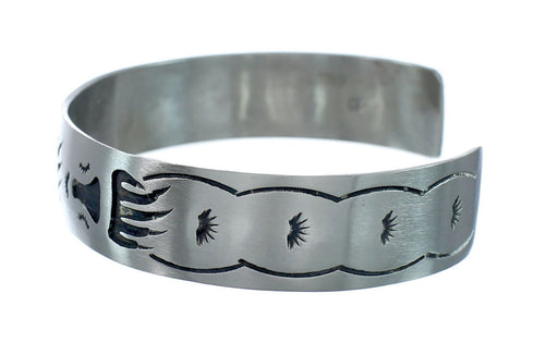 Native American Navajo Bear Paw Sterling Silver Cuff Bracelet JX130599