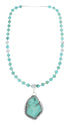 Zuni Turquoise Sterling Silver Bead Necklace And Pendant Set JX130627