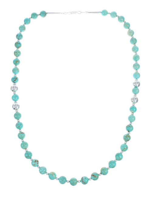 Zuni Turquoise Sterling Silver Bead Necklace And Pendant Set JX130627