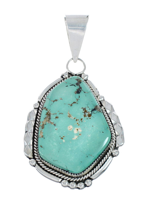 Zuni Turquoise Sterling Silver Bead Necklace And Pendant Set JX130627
