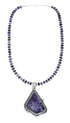 Purple Charoite Navajo Sterling Silver Bead Necklace Set JX130649