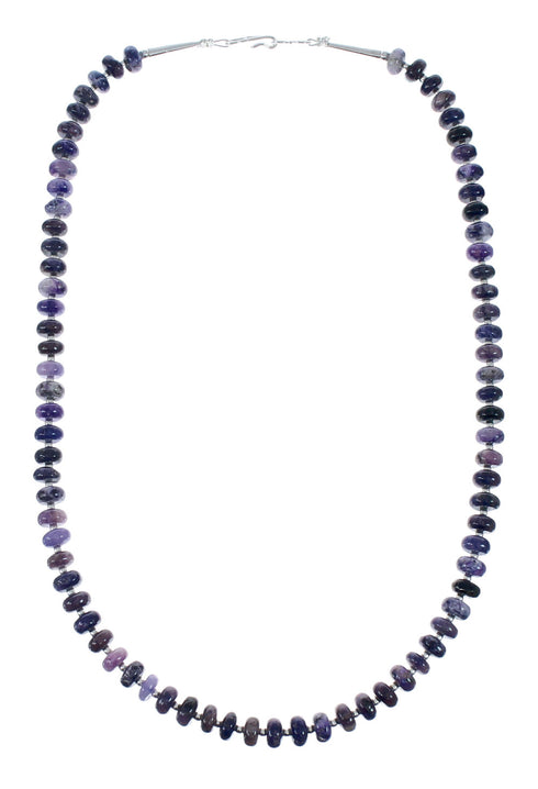 Purple Charoite Navajo Sterling Silver Bead Necklace Set JX130649