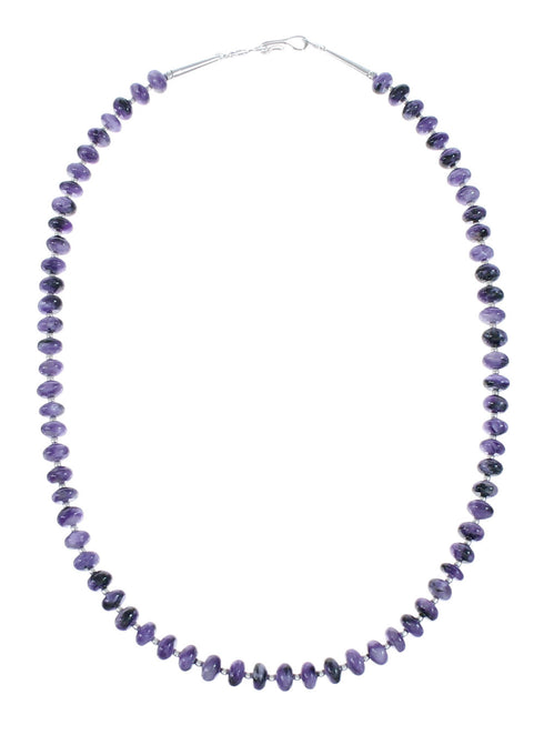 Purple Charoite Navajo Sterling Silver Bead Necklace Set JX130650