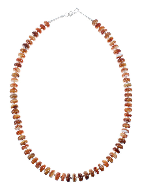 Native American Oyster Shell Sterling Silver Navajo Bead Necklace Set JX130647