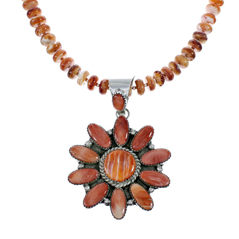 Native American Oyster Shell Sterling Silver Navajo Bead Necklace Set JX130648