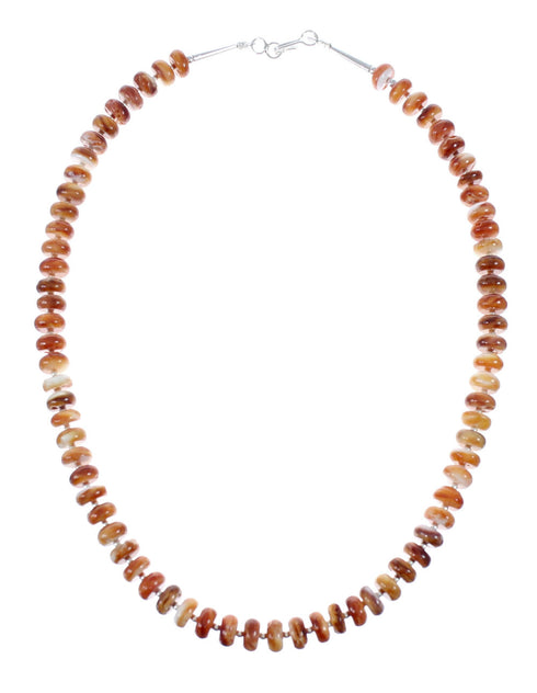 Native American Oyster Shell Sterling Silver Navajo Bead Necklace Set JX130648