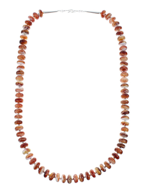 Native American Oyster Shell Sterling Silver Navajo Bead Necklace Set JX130645