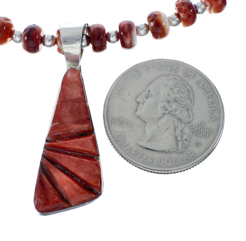 Navajo Oyster Shell Genuine Sterling Silver Bead Necklace Set JX130640