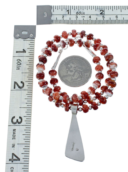 Navajo Oyster Shell Genuine Sterling Silver Bead Necklace Set JX130640