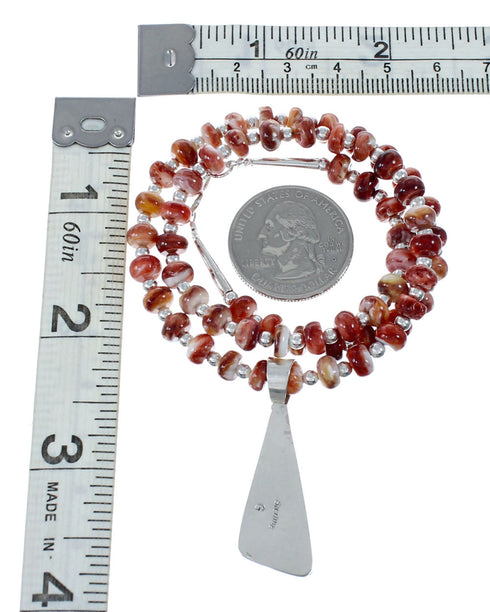 Navajo Oyster Shell Genuine Sterling Silver Bead Necklace Set JX130641