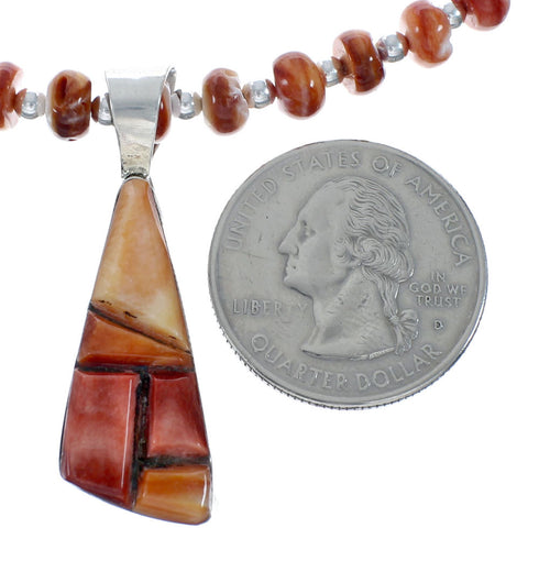 Navajo Oyster Shell Genuine Sterling Silver Bead Necklace Set JX130643