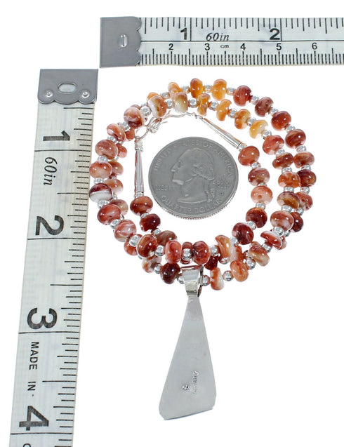 Navajo Oyster Shell Genuine Sterling Silver Bead Necklace Set JX130644