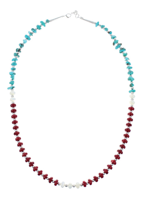 Native American Multicolor Inlay And Sterling Silver Bead Necklace Set JX130652