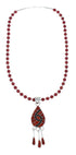 Native American Coral Inlay And Sterling Silver Bead Necklace Set JX130653