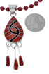 Native American Coral Inlay And Sterling Silver Bead Necklace Set JX130653