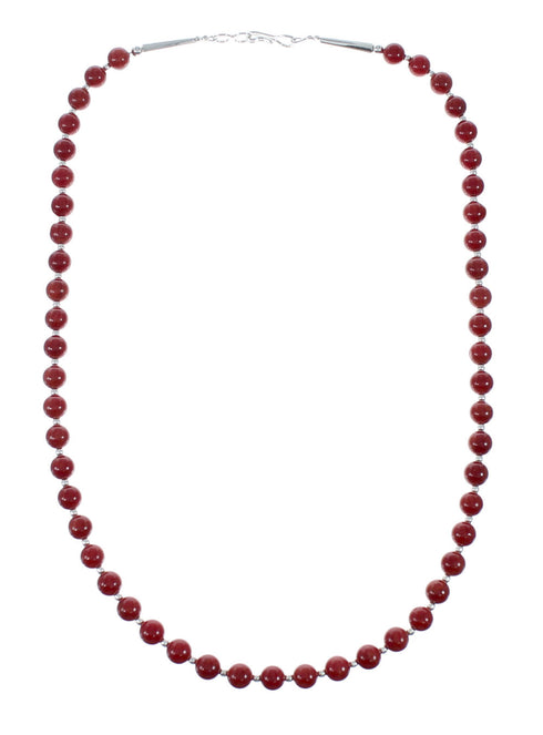 Native American Coral Inlay And Sterling Silver Bead Necklace Set JX130653