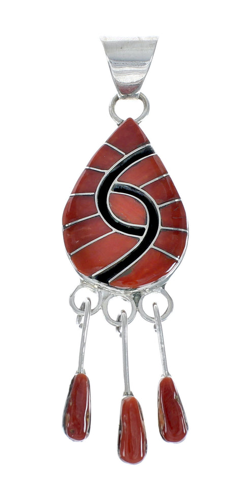 Native American Coral Inlay And Sterling Silver Bead Necklace Set JX130653