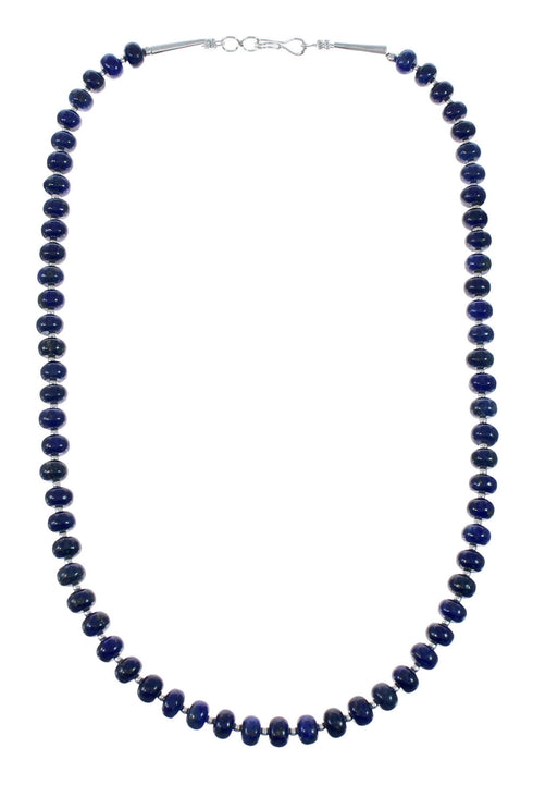 Native American Lapis Inlay And Sterling Silver Bead Necklace Set JX130654