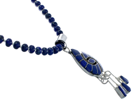 Native American Lapis Inlay And Sterling Silver Bead Necklace Set JX130654