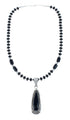 Navajo Onyx Sterling Silver Bead Necklace And Pendant Set JX130636