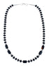 Navajo Onyx Sterling Silver Bead Necklace And Pendant Set JX130636