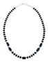 Navajo Onyx Sterling Silver Bead Necklace And Pendant Set JX130637