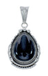 Navajo Onyx Sterling Silver Bead Necklace And Pendant Set JX130637