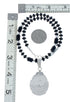 Navajo Onyx Sterling Silver Bead Necklace And Pendant Set JX130637
