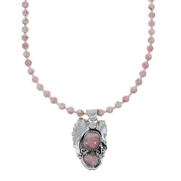 Native American Sterling Silver Rhodochrosite Bead Necklace JX130656