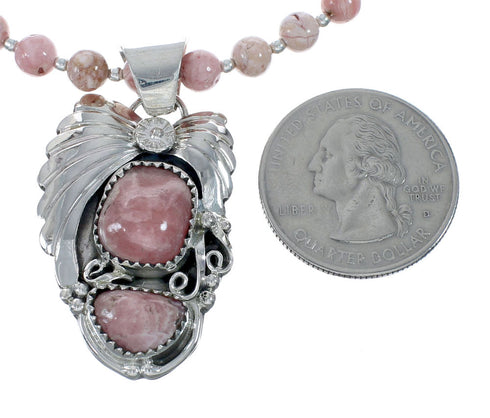 Native American Sterling Silver Rhodochrosite Bead Necklace JX130656