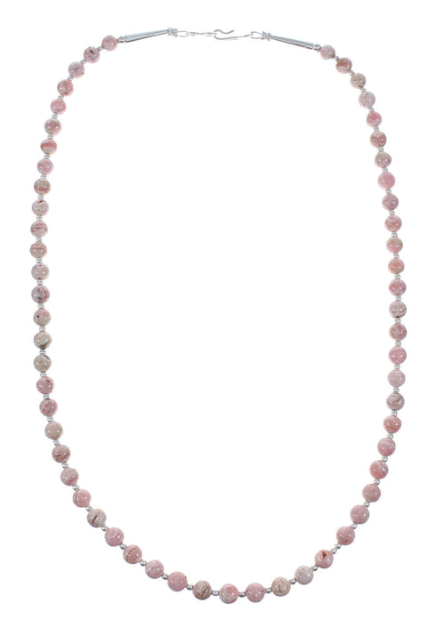 Native American Sterling Silver Rhodochrosite Bead Necklace JX130656