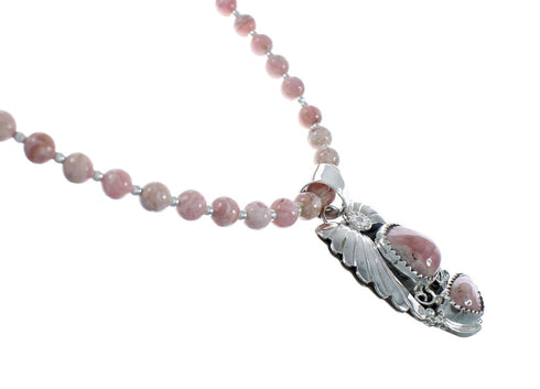 Native American Sterling Silver Rhodochrosite Bead Necklace JX130656