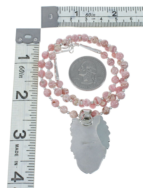 Native American Sterling Silver Rhodochrosite Bead Necklace JX130656