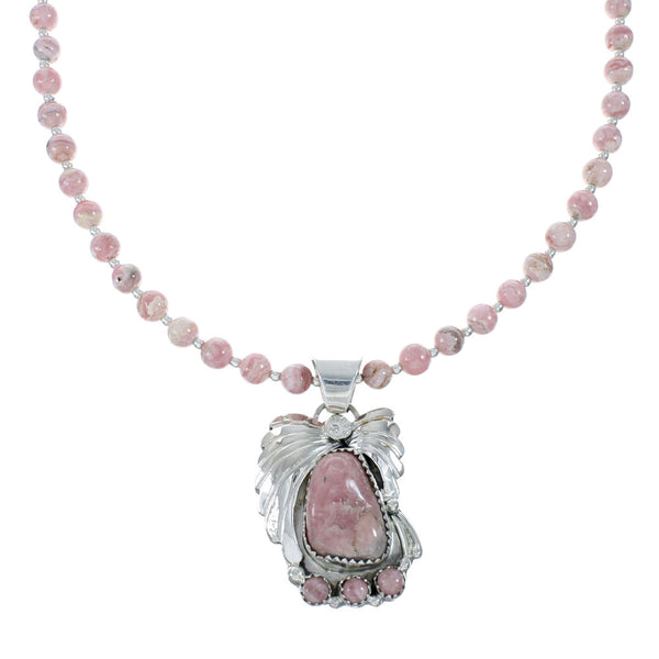 Native American Sterling Silver Rhodochrosite Bead Necklace JX130657