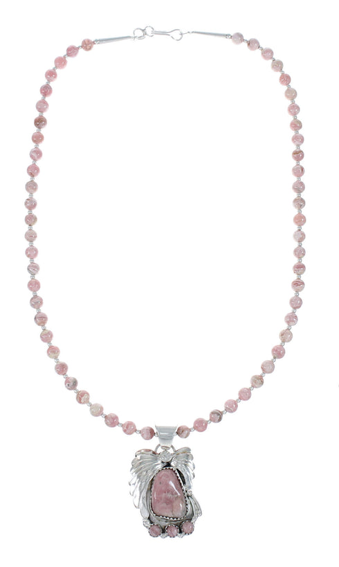 Native American Sterling Silver Rhodochrosite Bead Necklace JX130657