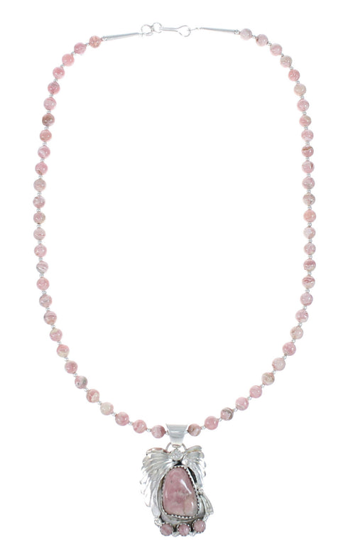 Native American Sterling Silver Rhodochrosite Bead Necklace JX130657