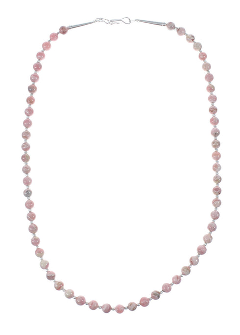 Native American Sterling Silver Rhodochrosite Bead Necklace JX130657