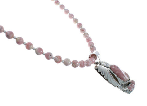 Native American Sterling Silver Rhodochrosite Bead Necklace JX130657