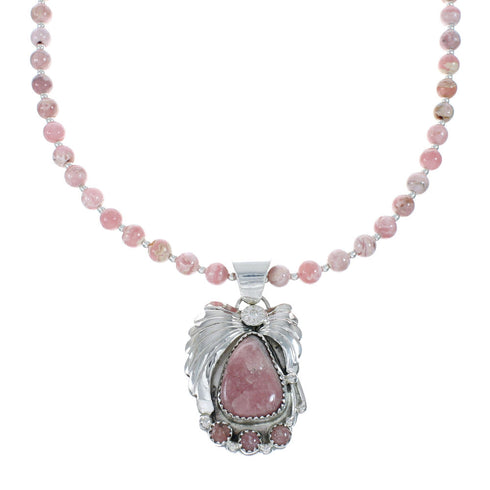 Native American Sterling Silver Rhodochrosite Bead Necklace JX130658