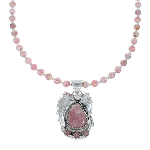 Native American Sterling Silver Rhodochrosite Bead Necklace JX130658