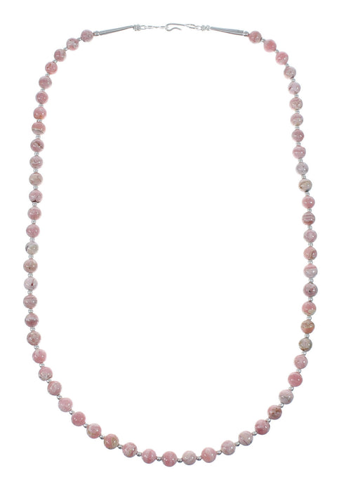 Native American Sterling Silver Rhodochrosite Bead Necklace JX130658