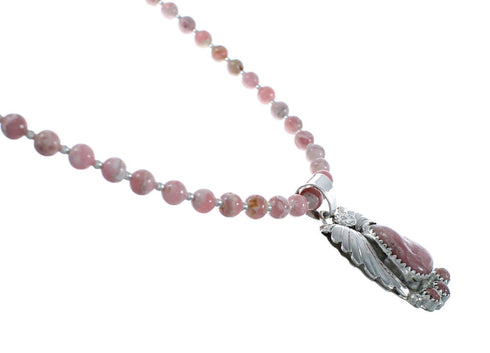 Native American Sterling Silver Rhodochrosite Bead Necklace JX130658