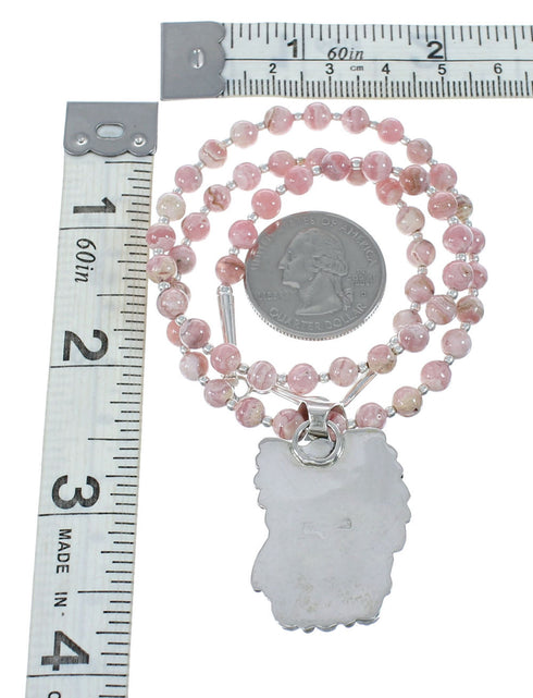 Native American Sterling Silver Rhodochrosite Bead Necklace JX130658