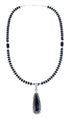 Navajo Onyx Sterling Silver Bead Necklace And Pendant Set JX130634