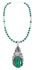 Native American Malachite And Sterling Silver Pendant Bead Necklace JX130632