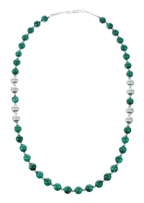 Native American Malachite And Sterling Silver Pendant Bead Necklace JX130632