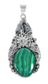 Native American Malachite And Sterling Silver Pendant Bead Necklace JX130632