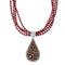 Native American 4 Strand Coral Multistone Silver Pendant Necklace Set JX130659